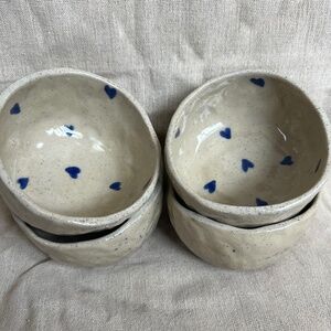 Blue Hearts Hadmade Pottery Bowls